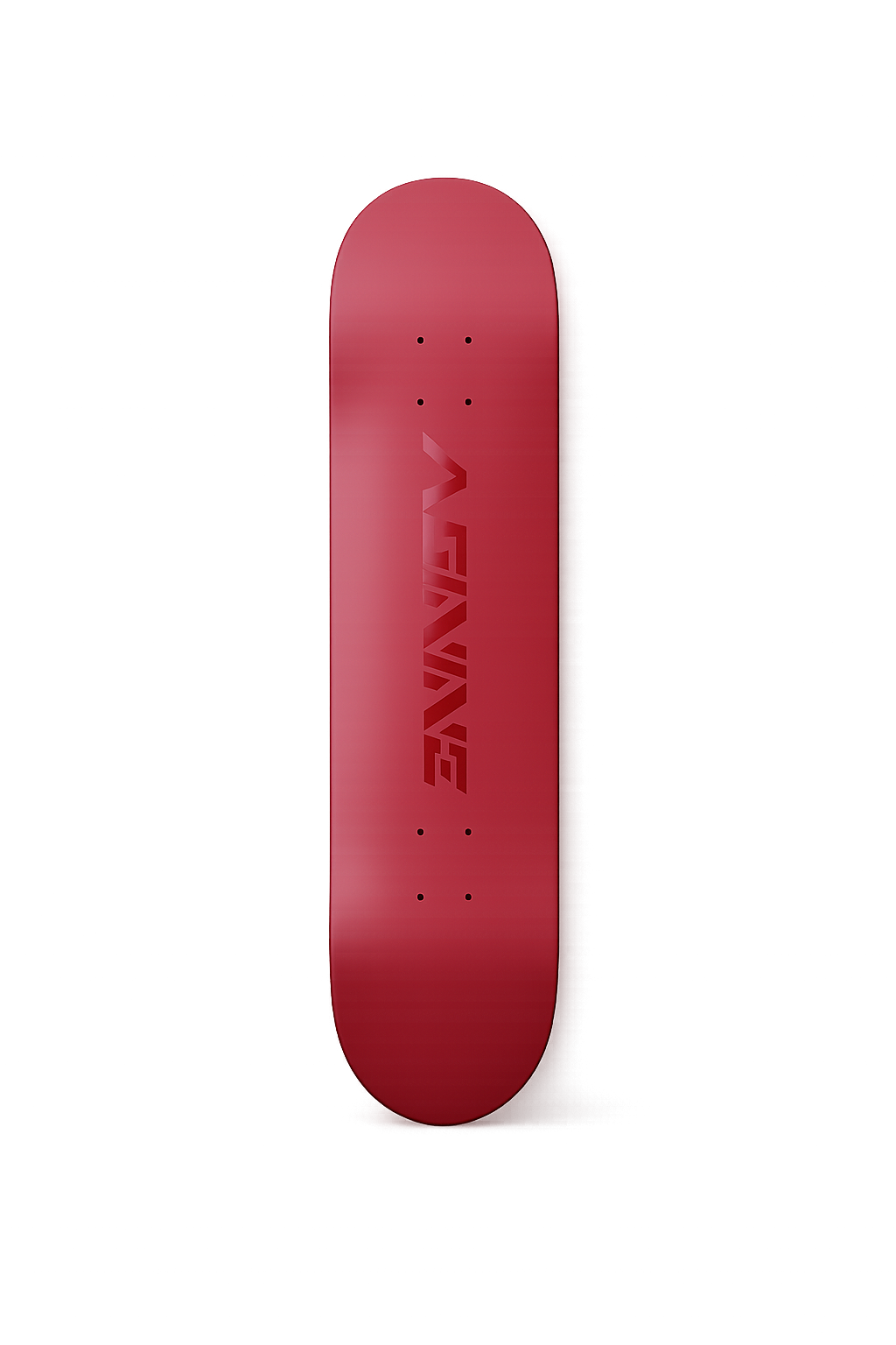 The Classic 8.0-inch skateboard deck in satin red with a high-gloss Asinine logo on a clean white background.