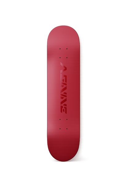 The Classic 8.0-inch skateboard deck in satin red with a high-gloss Asinine logo on a clean white background.